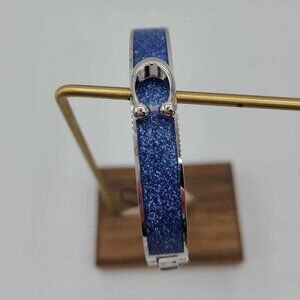 Coach Blue Enamel Silver Tone Hinged C Logo Bangle NWT!  NEW!